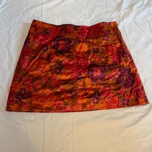 Free People Velvet Floral Mini Skirt